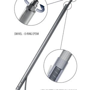 MV Boom Arm Fixed SS Swivel 2000mm